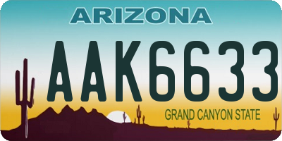 AZ license plate AAK6633