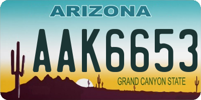 AZ license plate AAK6653