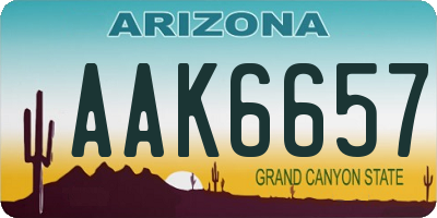 AZ license plate AAK6657