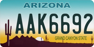 AZ license plate AAK6692