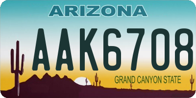 AZ license plate AAK6708