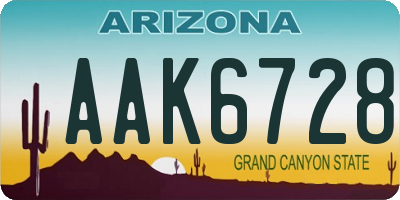 AZ license plate AAK6728