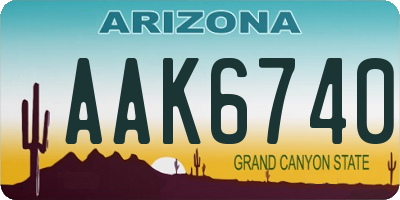 AZ license plate AAK6740