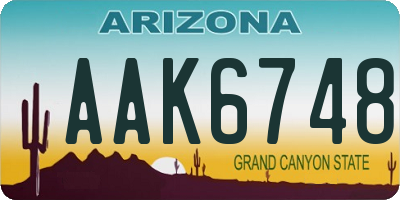 AZ license plate AAK6748