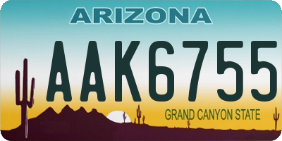 AZ license plate AAK6755