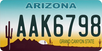 AZ license plate AAK6798