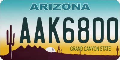 AZ license plate AAK6800