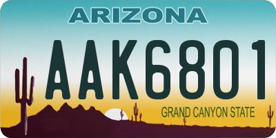 AZ license plate AAK6801