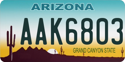 AZ license plate AAK6803