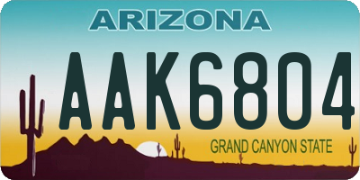 AZ license plate AAK6804
