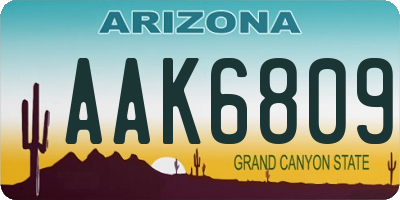 AZ license plate AAK6809