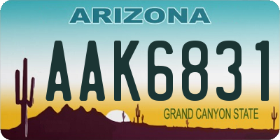 AZ license plate AAK6831