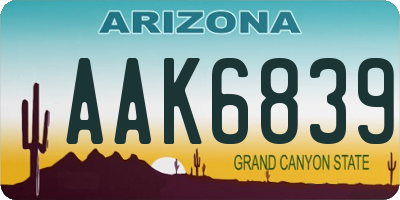 AZ license plate AAK6839