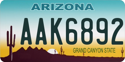 AZ license plate AAK6892