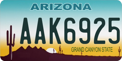 AZ license plate AAK6925