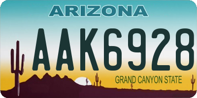 AZ license plate AAK6928