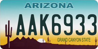 AZ license plate AAK6933