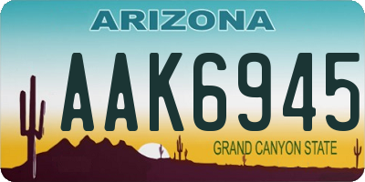 AZ license plate AAK6945