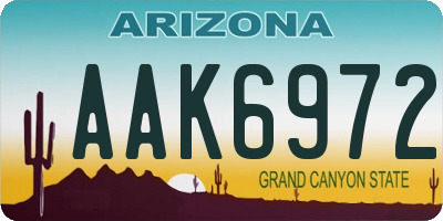 AZ license plate AAK6972