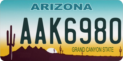AZ license plate AAK6980