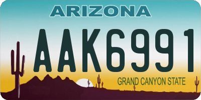 AZ license plate AAK6991