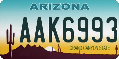 AZ license plate AAK6993