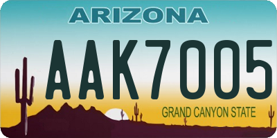 AZ license plate AAK7005