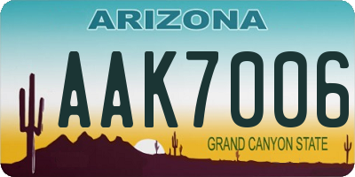 AZ license plate AAK7006
