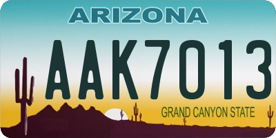 AZ license plate AAK7013