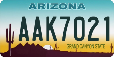 AZ license plate AAK7021