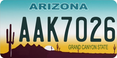 AZ license plate AAK7026