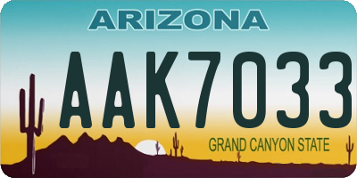 AZ license plate AAK7033