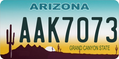 AZ license plate AAK7073
