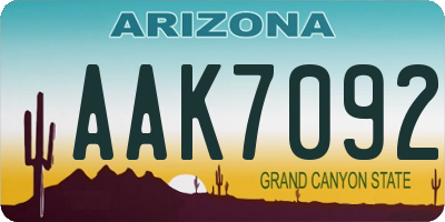 AZ license plate AAK7092