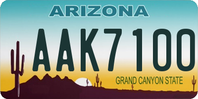 AZ license plate AAK7100