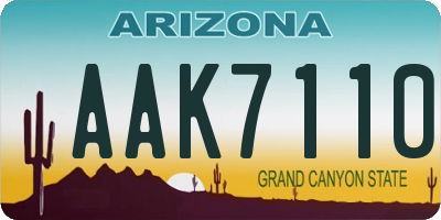 AZ license plate AAK7110