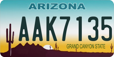 AZ license plate AAK7135
