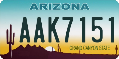 AZ license plate AAK7151
