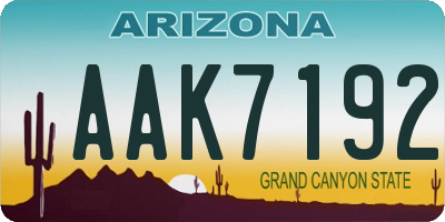 AZ license plate AAK7192