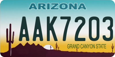 AZ license plate AAK7203