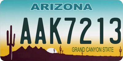 AZ license plate AAK7213