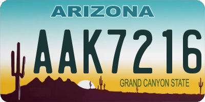 AZ license plate AAK7216