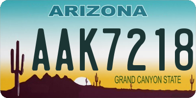 AZ license plate AAK7218