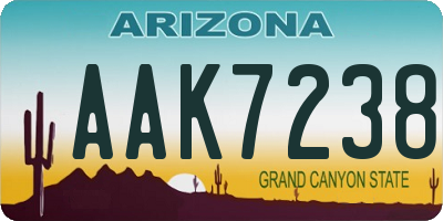AZ license plate AAK7238