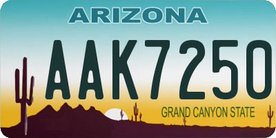 AZ license plate AAK7250