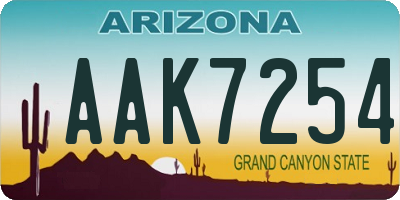 AZ license plate AAK7254