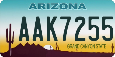 AZ license plate AAK7255