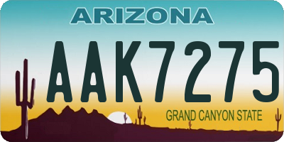 AZ license plate AAK7275