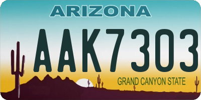 AZ license plate AAK7303