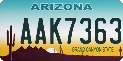 AZ license plate AAK7363